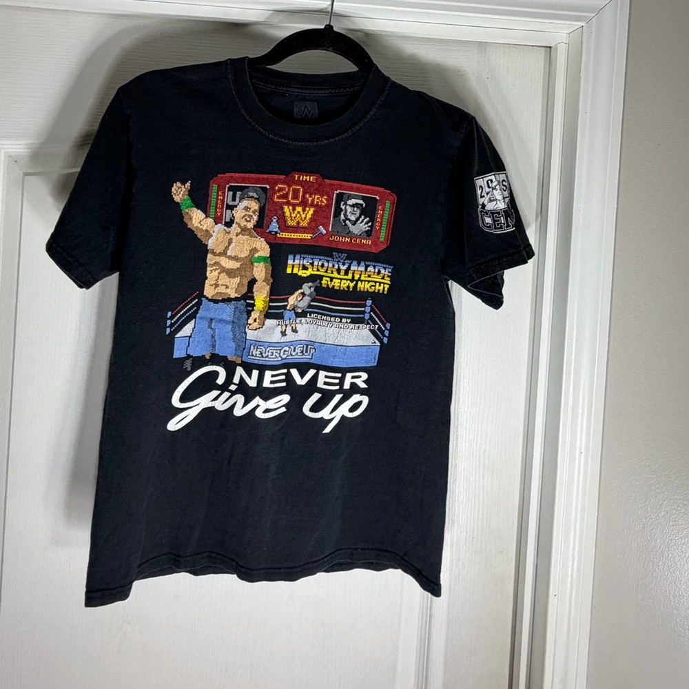 WWE Authentic 20 Years John Cena Youth Black Large T-Shirt